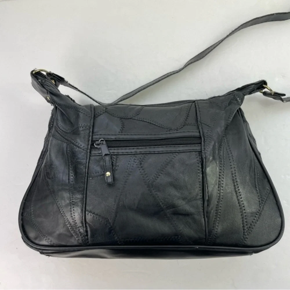 Vintage Black Patchwork‎ Crossbody Handbag Purse